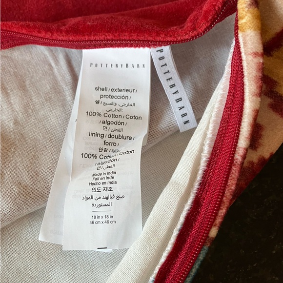 New Pottery Barn Zoey Printed Pillow Cover, Red Ikat Velvet, Bright Holiday, 18" - Picture 6 of 11
